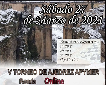 V TORNEO DE AJEDREZ BENÉFICO APYMER RONDA 2021 Online